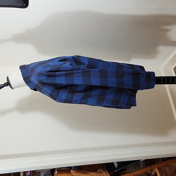 Men's Original Weatherproof Vintage Blue and Black Check Flannel Button Down Lon - Picture 2 of 9